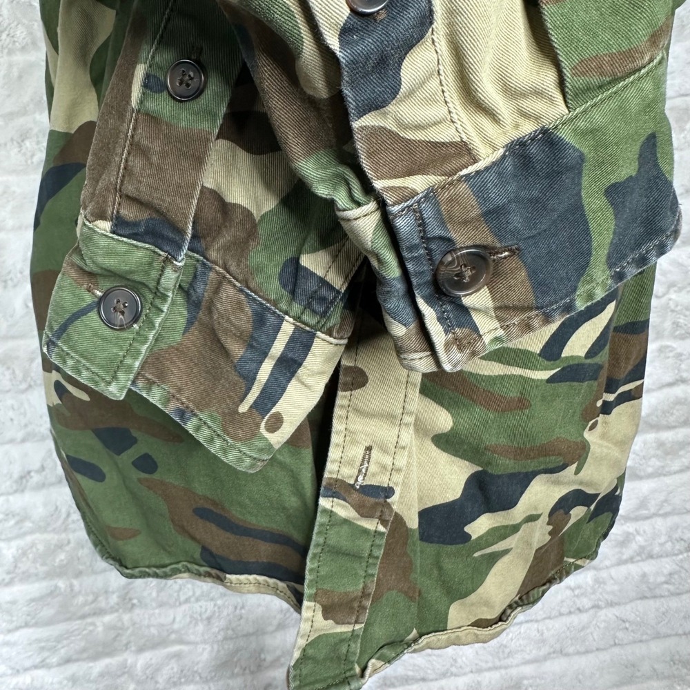 Forever 21 Men Camo Hooded Utility‎ Shirt Jacket Button Down Long Sleeve Size S - Picture 4 of 7